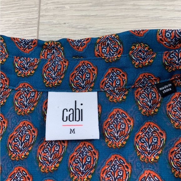 Cabi #3275 Blue Medallion Reign Style Sleeveless Ruffle Blouse Top - Picture 5 of 11